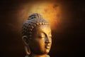 Head of Budha on golden background