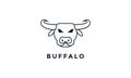 Head buffalo strong line outline hipster logo vector icon illustration