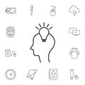 Head with bulb icon. Simple element illustration. Head with bulb symbol design from Ecology collection set. Can be used for web an Royalty Free Stock Photo