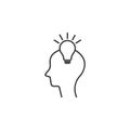 Head with bulb icon. Simple element illustration. Head with bulb symbol design template. Can be used for web and mobile Royalty Free Stock Photo