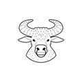 Head of bull or cow or astrology sign Taurus, vector illustration isolated. Royalty Free Stock Photo