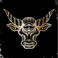 Head bull drawing line art logo design inspiration Royalty Free Stock Photo