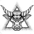 Head bull drawing line art logo design inspiration