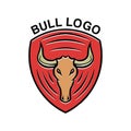 Head Bull Monoline Logo Vector Graphic Design illustration Vintage Badge Emblem Symbol and Icon Royalty Free Stock Photo