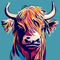 Head of a bull. Vector illustration. Isolated on blue background. Generative AI Royalty Free Stock Photo