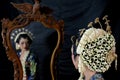 Head bun with jasmine flower ornaments on the makeup of Javanese women