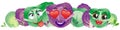 Head of cabbage border. Cute cartoon emoji vegetables