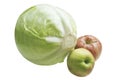 Head of cabbage with two apples