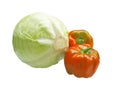 Head of cabbage and two sweet peppers
