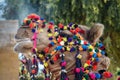 Head of camel decorated with colorful tassels, necklaces and beads. Desert Festival in Jaisalmer. India Royalty Free Stock Photo