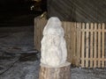 The head is carved from salt on a wooden stand in salt mines in Slanic - Salina Slanic Prahova - in the town of Prahova in Romani Royalty Free Stock Photo