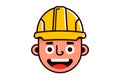 head of a cheerful builder in a yellow helmet.