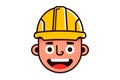 head of a cheerful builder in a yellow helmet. Royalty Free Stock Photo