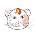 The head of a cheerful tiger in doodle style
