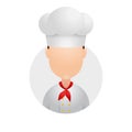 Head chef tall white hat toque blanche red scarf necktie neckerchief avatar plain face icon illustration download