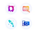 Head, Chemistry pipette and Medical calendar icons set. Recovery computer sign. Vector