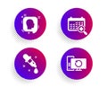 Head, Chemistry pipette and Medical calendar icons set. Recovery computer sign. Vector