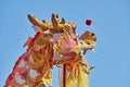 Head Chinese Dragonagainst blue sky during celebration of Chinese New Yea