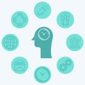 Head clock vector icon sign symbol