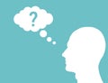 Head cloud think for concept design. Isolated think cloud.Think idea concept. Head cloud think in flat style on blue background