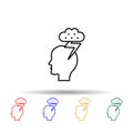 Head, cloud, thunder multi color style icon. Simple thin line, outline vector of creative thinking icons for ui and ux, website or Royalty Free Stock Photo