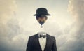 Head in the Clouds - Businessman with Hot Air Balloon for a Head Royalty Free Stock Photo