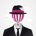 Head in the Clouds. Businessman with hot air balloon Royalty Free Stock Photo