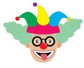 Head of clown with bright cap on a white background. Vector Royalty Free Stock Photo