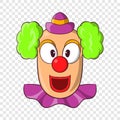 Head of clown icon, cartoon style Royalty Free Stock Photo