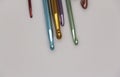 Head of colorful crochet hooks