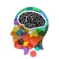 Head with computer brain concept presentation