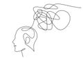 Head with confused think. Continuous one line drawing. Mental health issue concept Royalty Free Stock Photo