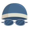Head covering swim cap icon cartoon . Sport accessory