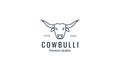 Head of cow or bull or bison or buffalo line art outline simple logo vector illustration design