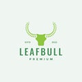 Head cow or bull with leaf badge green logo design vector graphic symbol icon illustration creative idea Royalty Free Stock Photo