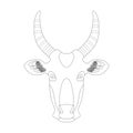 Head of a cow. Vector illustration. Coloring. Linear graphics