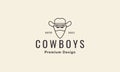 Head cowboys lines with mask logo vector symbol icon design graphic illustration