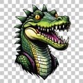 Head crocodile mascot cartoon design isolated on transparent background