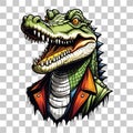 Head crocodile mascot cartoon design isolated on transparent background