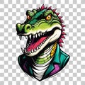 Head crocodile mascot cartoon design isolated on transparent background