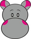 The Head of cute gray Hippopotamus Illustration
