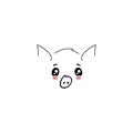 Head of cute pig. Cheerful kawaii character with funny face