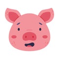 Head of cute piglet farm animal. Nursery decoration, card or invitation design cartoon vector illustration