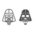 Head of Darth Vader air balloon with basket line and solid icon, Balloons festival concept, kids air travel sign on