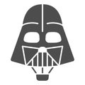 Head of Darth Vader air balloon with basket solid icon, Balloons festival concept, kids air travel sign on white