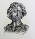 Head of David by Verrochio, illustrated in a vintage book, Leonard de Vinci, Eugene Muntz, 1899, Paris