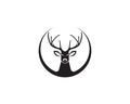 Head deer animals logo black silhouete icons Royalty Free Stock Photo