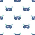 Head deer blue color geometric seamless pattern on white background Royalty Free Stock Photo