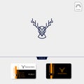 head deer logo template with line art style, vector illustration free business card design template Royalty Free Stock Photo