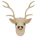 Vector illustration of the portrait of the deer with horn